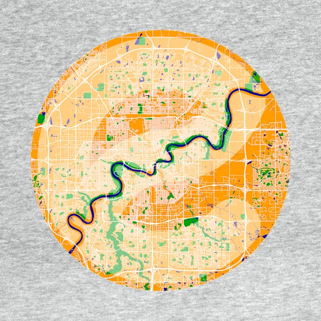 Edmonton Circular Map by Edmonton River